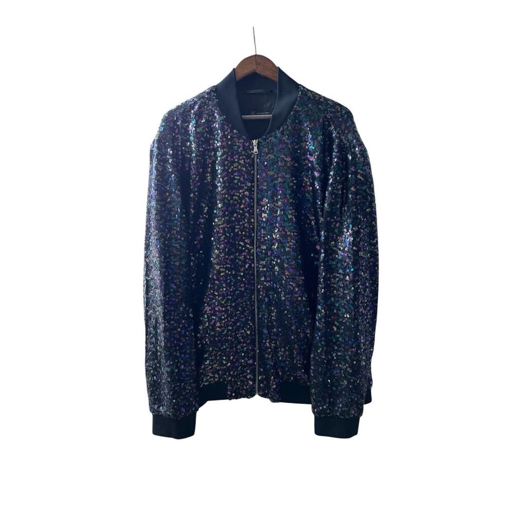 Inc international concepts Women’s Black Sequin Bomber Jacket With Full Zip XXL